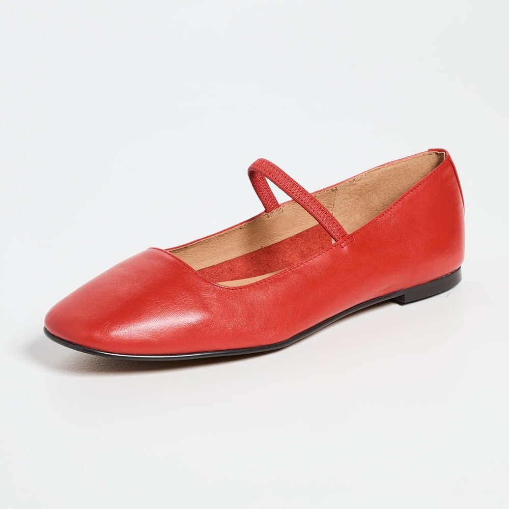 Madewell Greta Mary Jane Leather Ballet Flats in Kilt Red